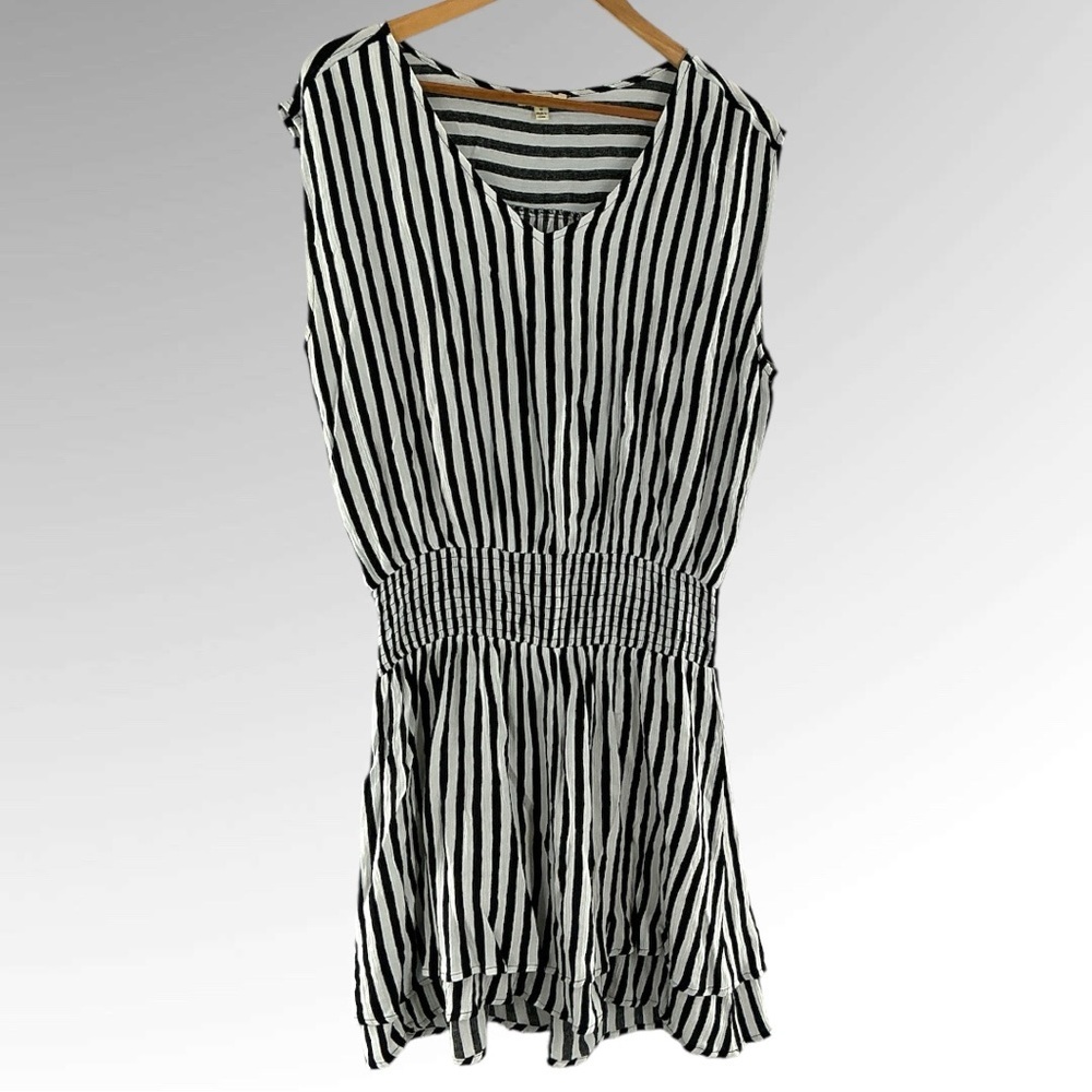 Kori Black and White Striped Sleeveless Dress Sz. S